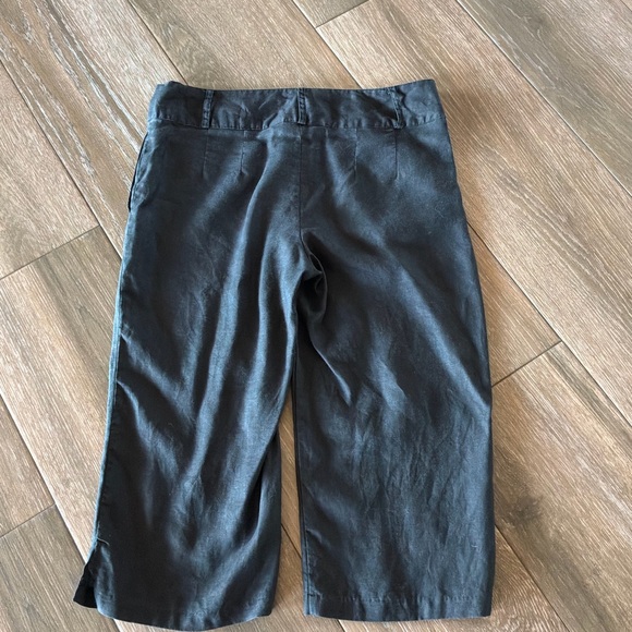 Richard Malcolm women’s black 100% linen cropped wide leg pants Sz 12 petite - Picture 7 of 10